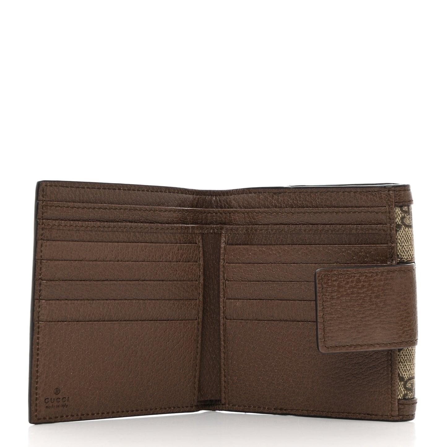 GG Supreme Monogram Web Ophidia French Flap Wallet Beige New Acero