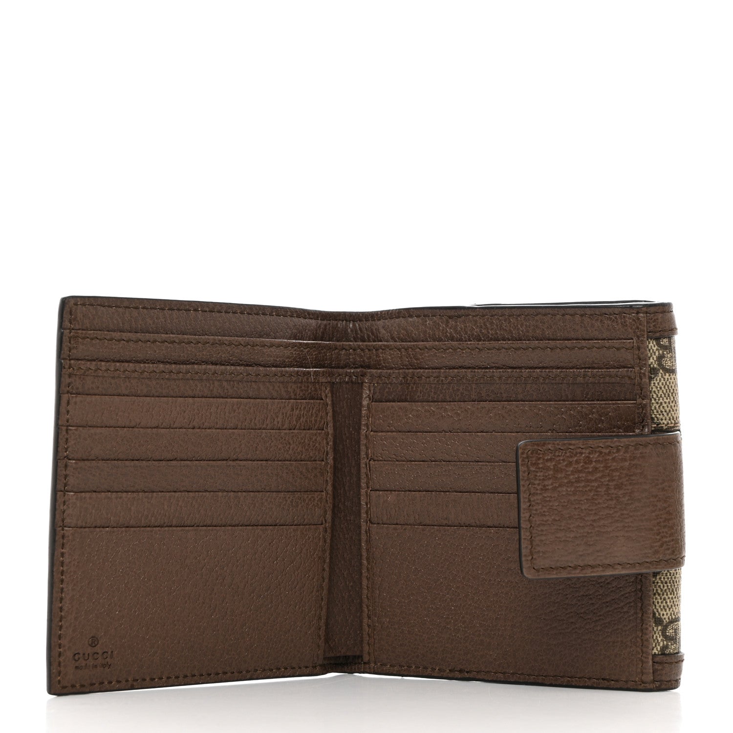 Gucci GG Supreme Monogram Web Ophidia French Flap Wallet Beige New Acero 5 of 10