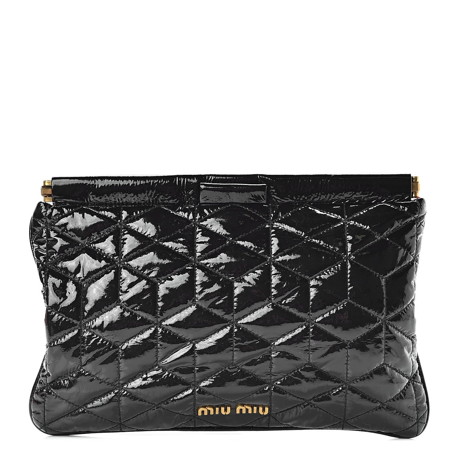 Miu Miu Patent Quilted Clutch Black 1 of 7