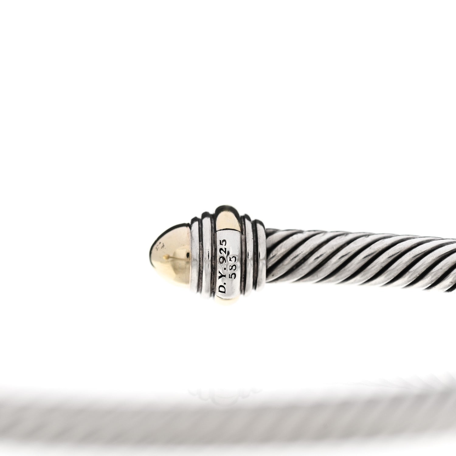 David Yurman Sterling Silver 14K Yellow Gold 5mm Cable Classics Dome Bracelet 4 of 4