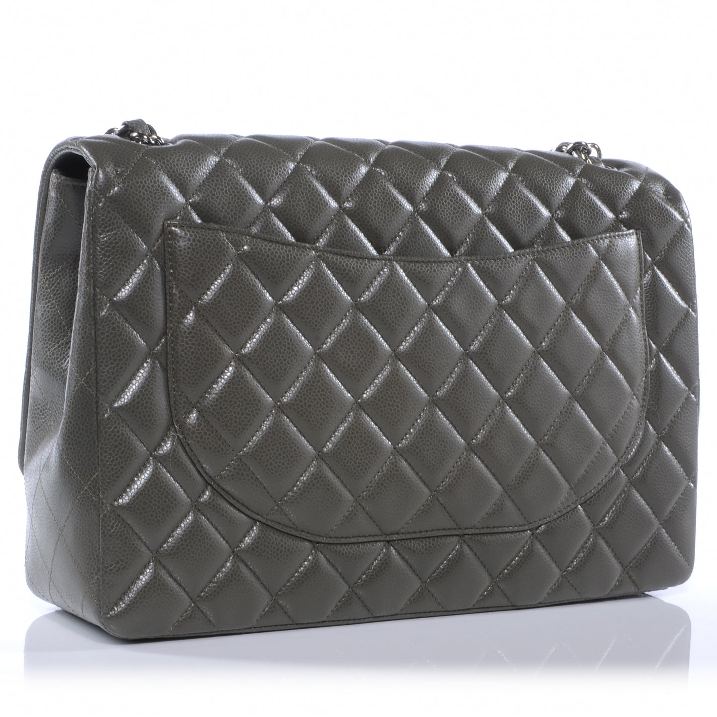Caviar Maxi Single Flap Grey