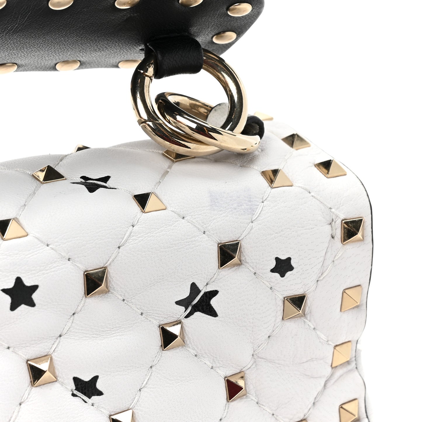 Lambskin Medium Star Rockstud Spike Shoulder Bag White Pink