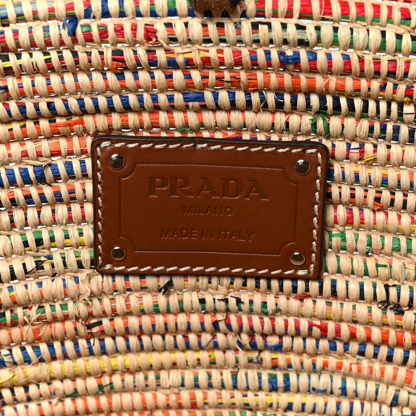 Paglia Vitello Woven Braided Basket Tote Multicolor Cognac