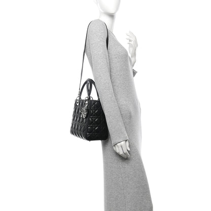 Christian Dior Lambskin Cannage Medium Lady Dior Black 2 of 10