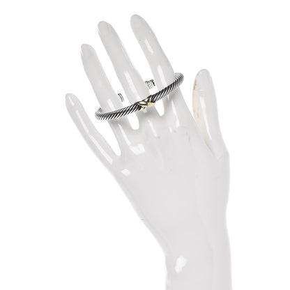 David Yurman Sterling Silver 14K Yellow Gold 5mm X Station Cable Bracelet 2 of 4