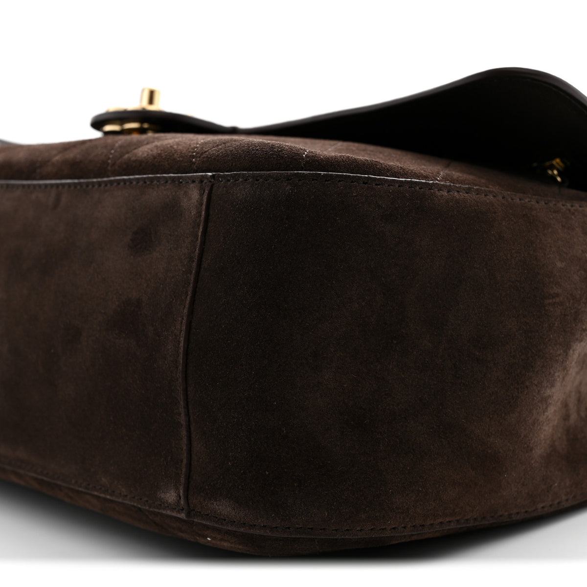 Suede Calfskin Small Souplissimo Maxi Flap Dark Brown