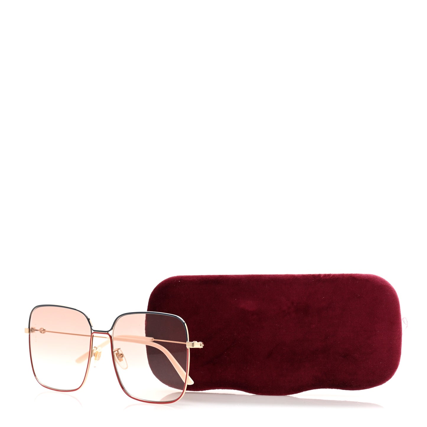 Metal Square Frame Sunglasses GG0443S Gold Pink