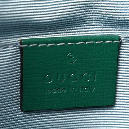 Gucci Straw Azalea Calfskin Mini Horsebit 1955 Chain Shoulder Bag Emerald Black 6 of 11