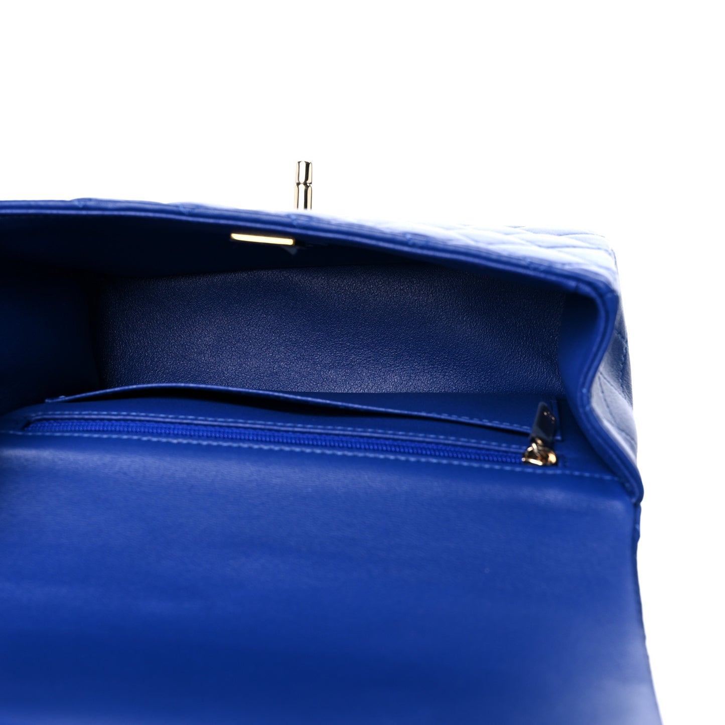 Lambskin Quilted Mini Top Handle Rectangular Flap Blue