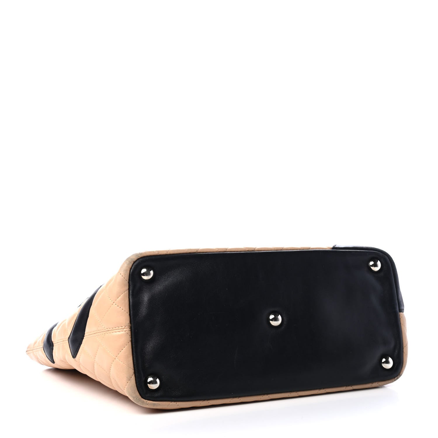 Chanel Calfskin Quilted Large Cambon Tote Beige Black 3 of 4