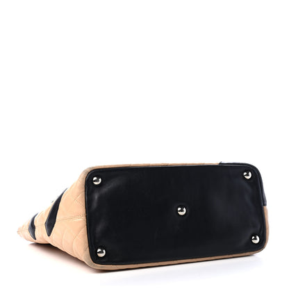 Chanel Calfskin Quilted Large Cambon Tote Beige Black 3 of 4