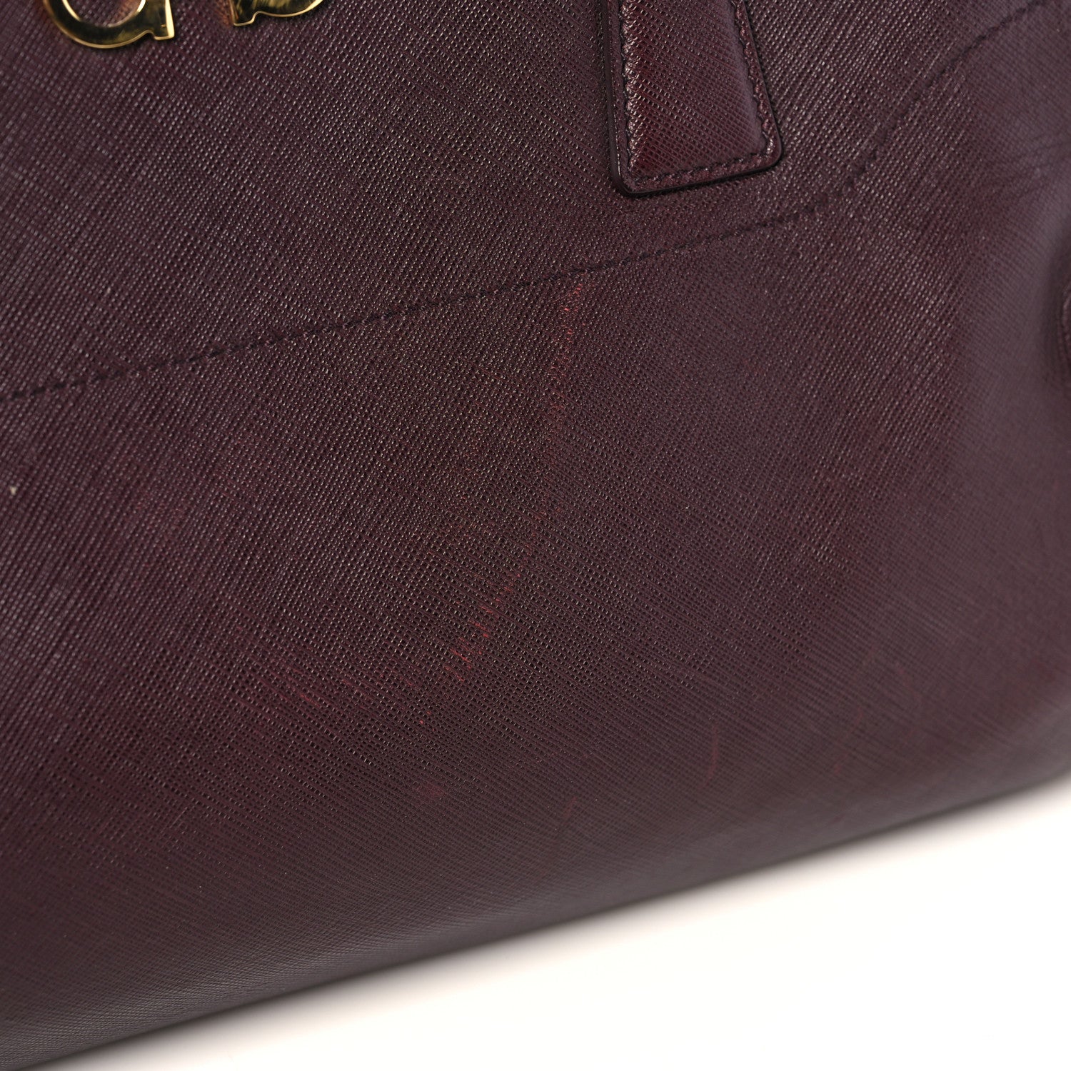 Salvatore Ferragamo Printed Calfskin Beky Tote Burgundy 14 of 25