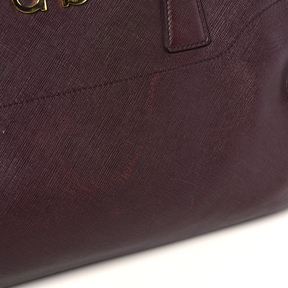 Salvatore Ferragamo Printed Calfskin Beky Tote Burgundy 14 of 25