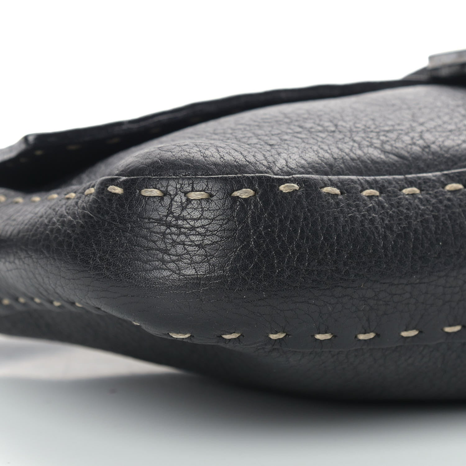 Fendi Calfskin Romano Selleria Baguette Black 6 of 16