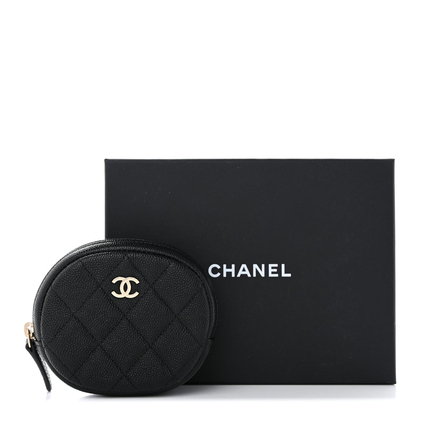 Caviar Quilted Zip Around Classic Coin Purse Black