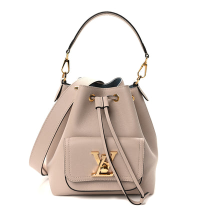 Louis Vuitton LOUIS VUITTON Calfskin Lockme Bucket MM Greige 1 of 8