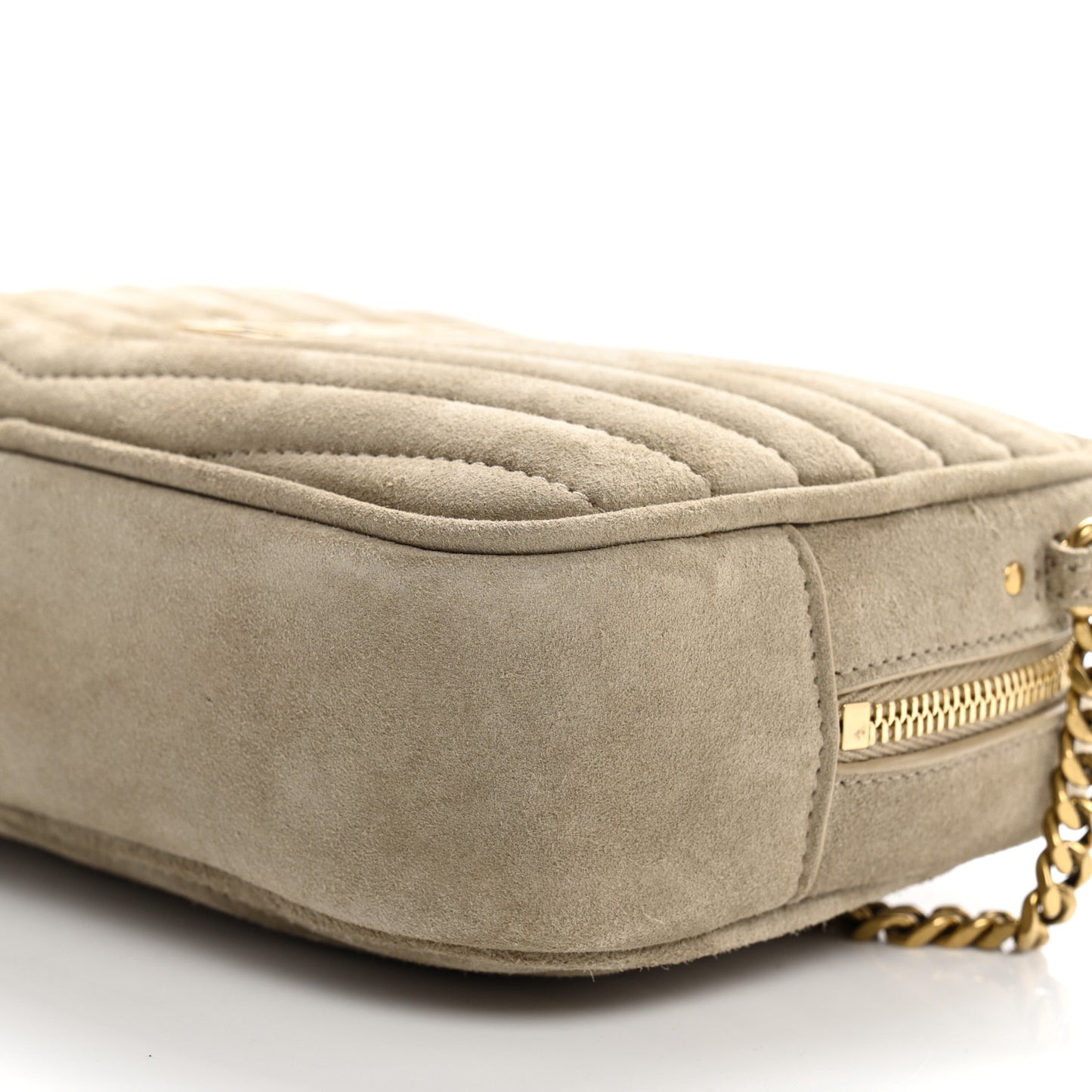 Suede Matelasse Monogram Mini Lou Camera Bag Matte Gold