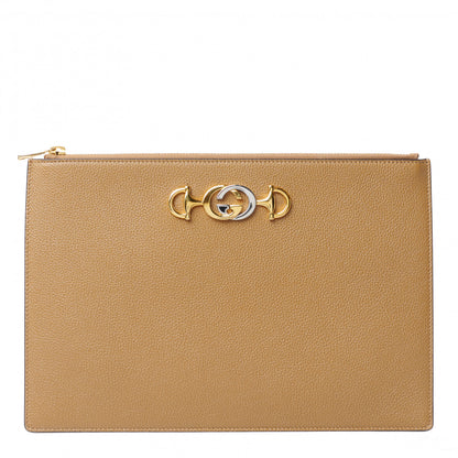 Gucci Grainy Calfskin Zumi Zip Pouch Friky Taupe 1 of 10