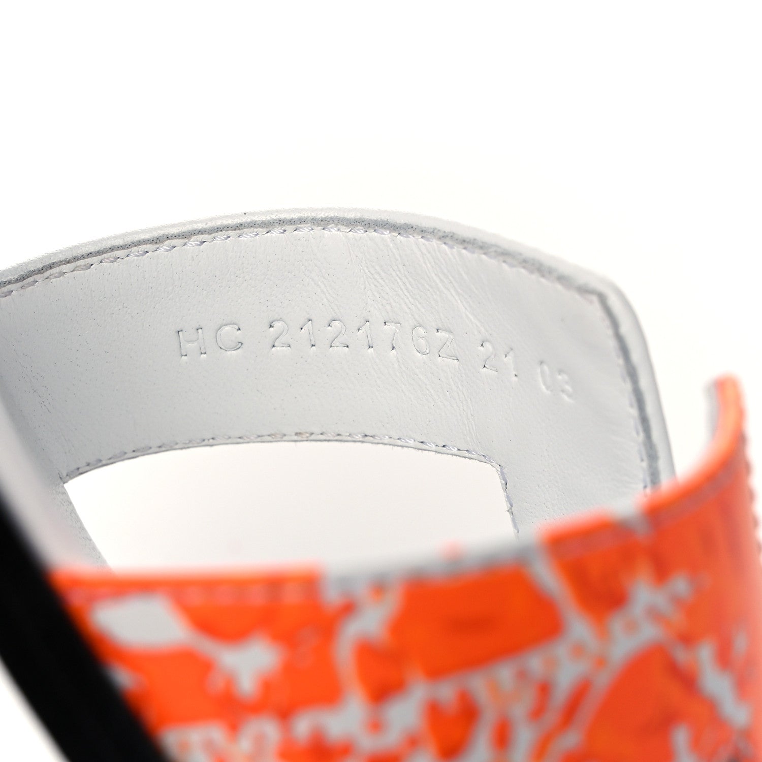 Hermes Calfskin Printed Peinture Fraiche Oran Sandals 37 White Orange 8 of 9