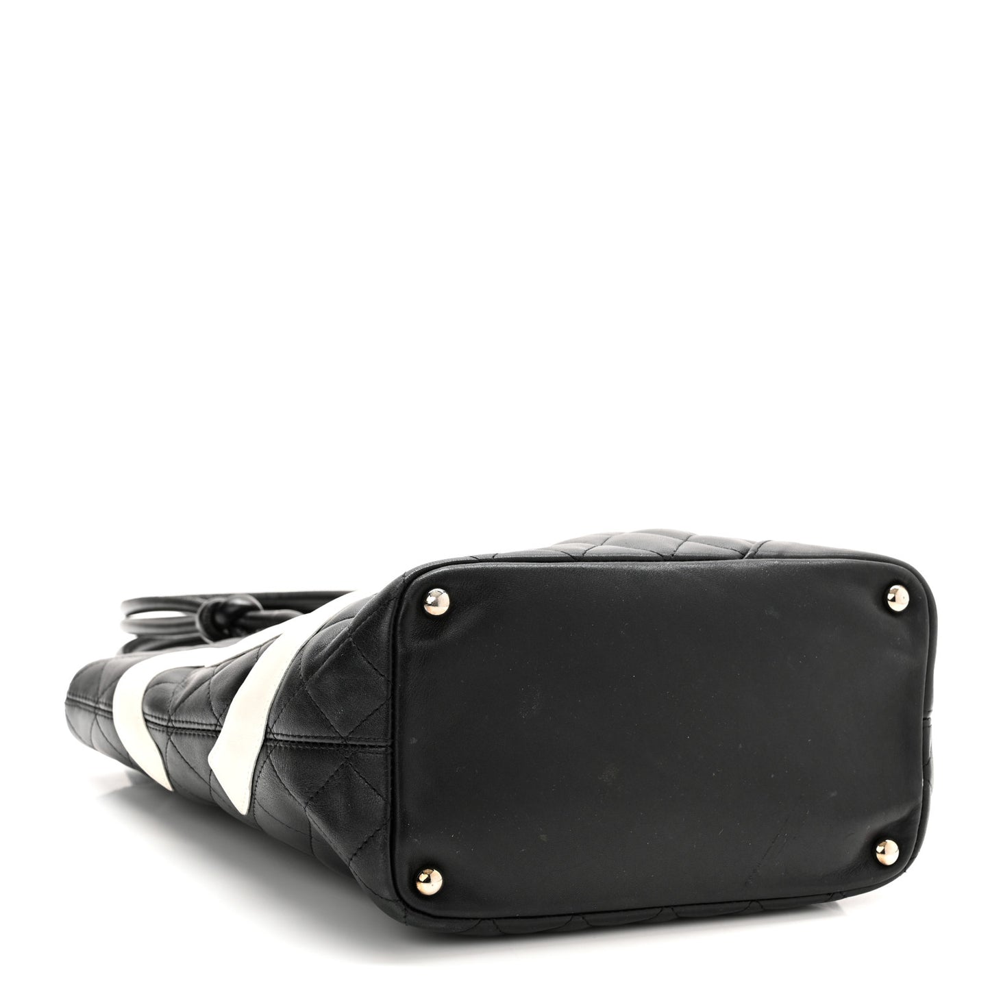 Calfskin Quilted Medium Cambon Tote Black White