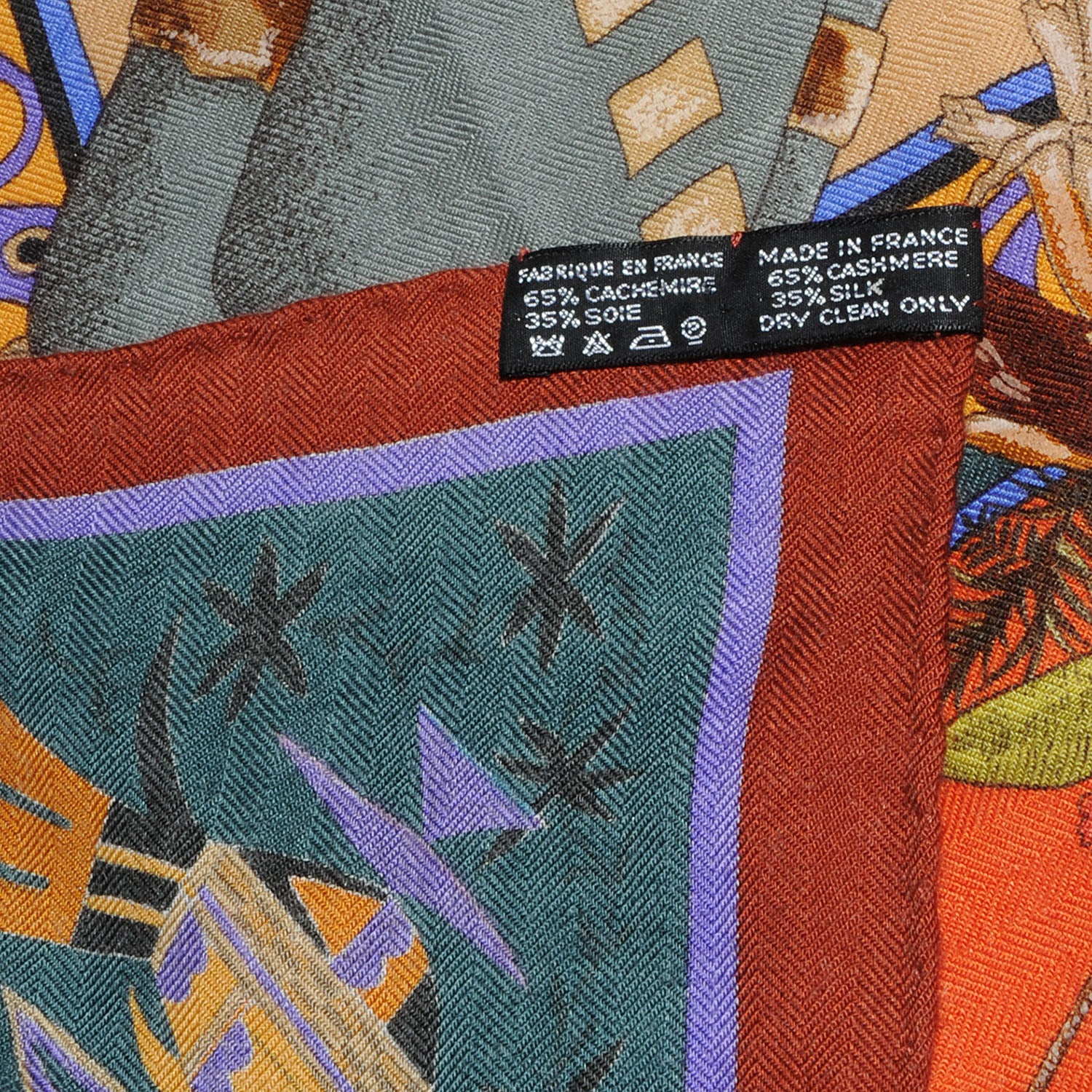 Hermes Cashmere Silk Kachinas Shawl GM 140 Orange 5 of 5