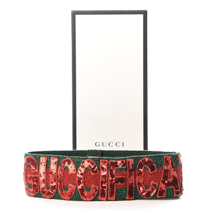 Gucci Sequin Headband Medium Red Green 4 of 4