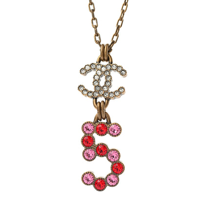 Chanel Metal Crystal City of Lights Necklace Pendant Red Gold 4 of 5