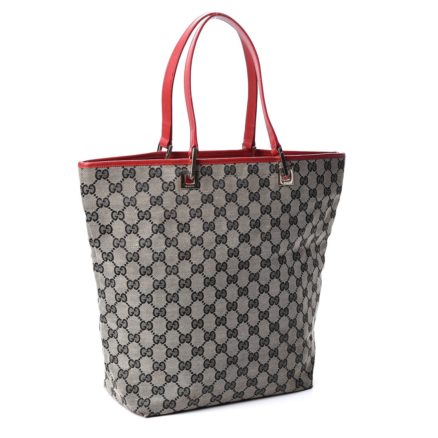 Monogram Large Bucket Tote Navy Red