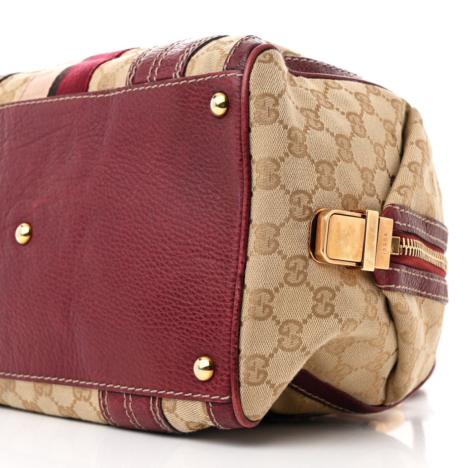Gucci Monogram Medium Aviatrix Boston Ebony Bordeaux 10 of 11