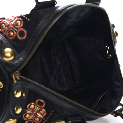 Gucci Suede Calfskin Large Babouska Studded Boston Black 5 of 10