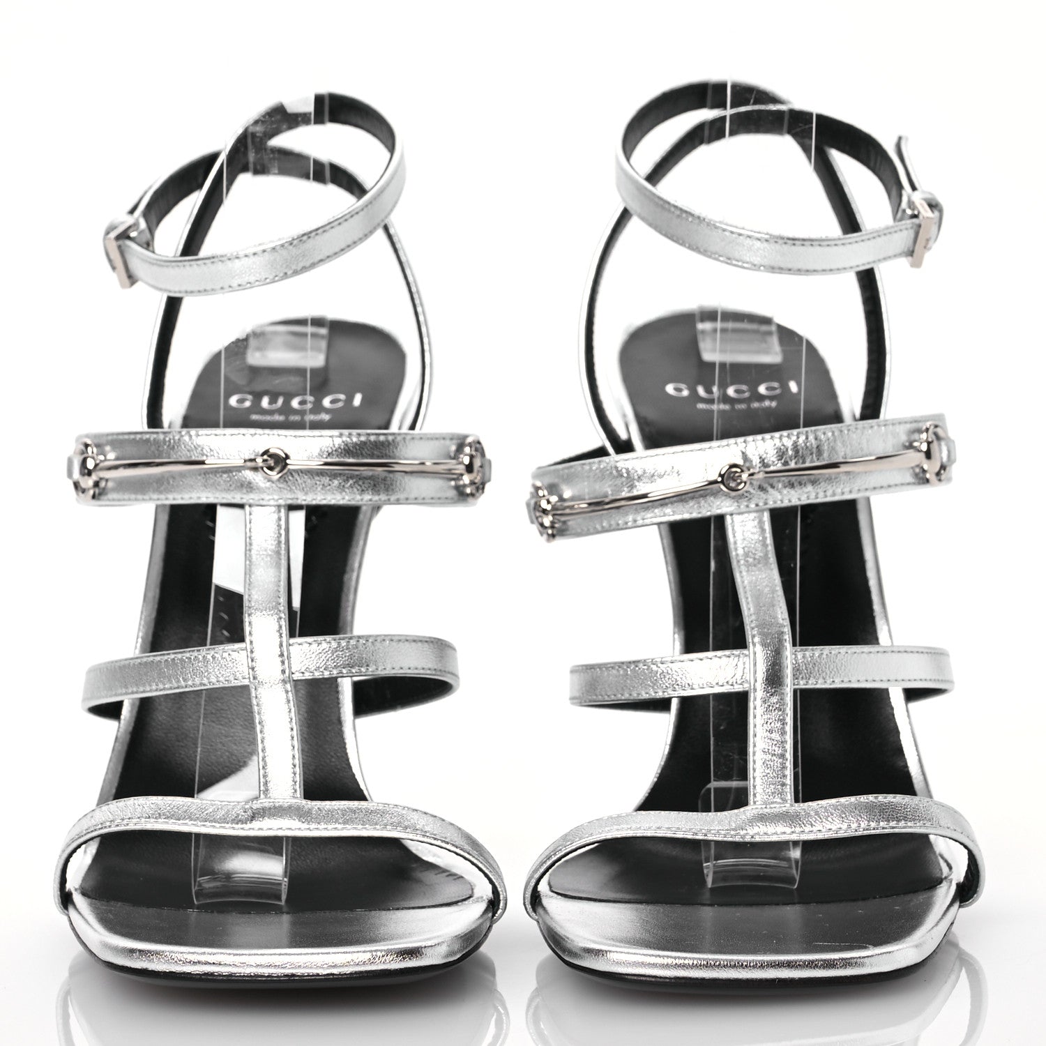 Gucci Nappa Silk High Heel Sandals 40 Argento 2 of 11