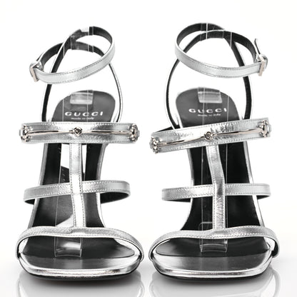 Gucci Nappa Silk High Heel Sandals 40 Argento 2 of 11