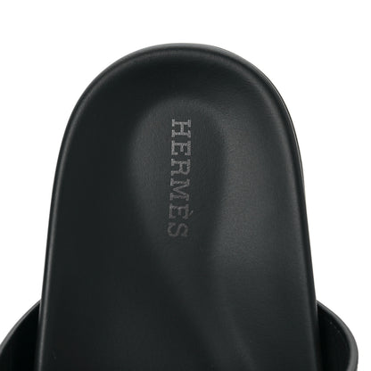 Hermes Calfskin Womens Chypre Sandals 37 Black 7 of 9