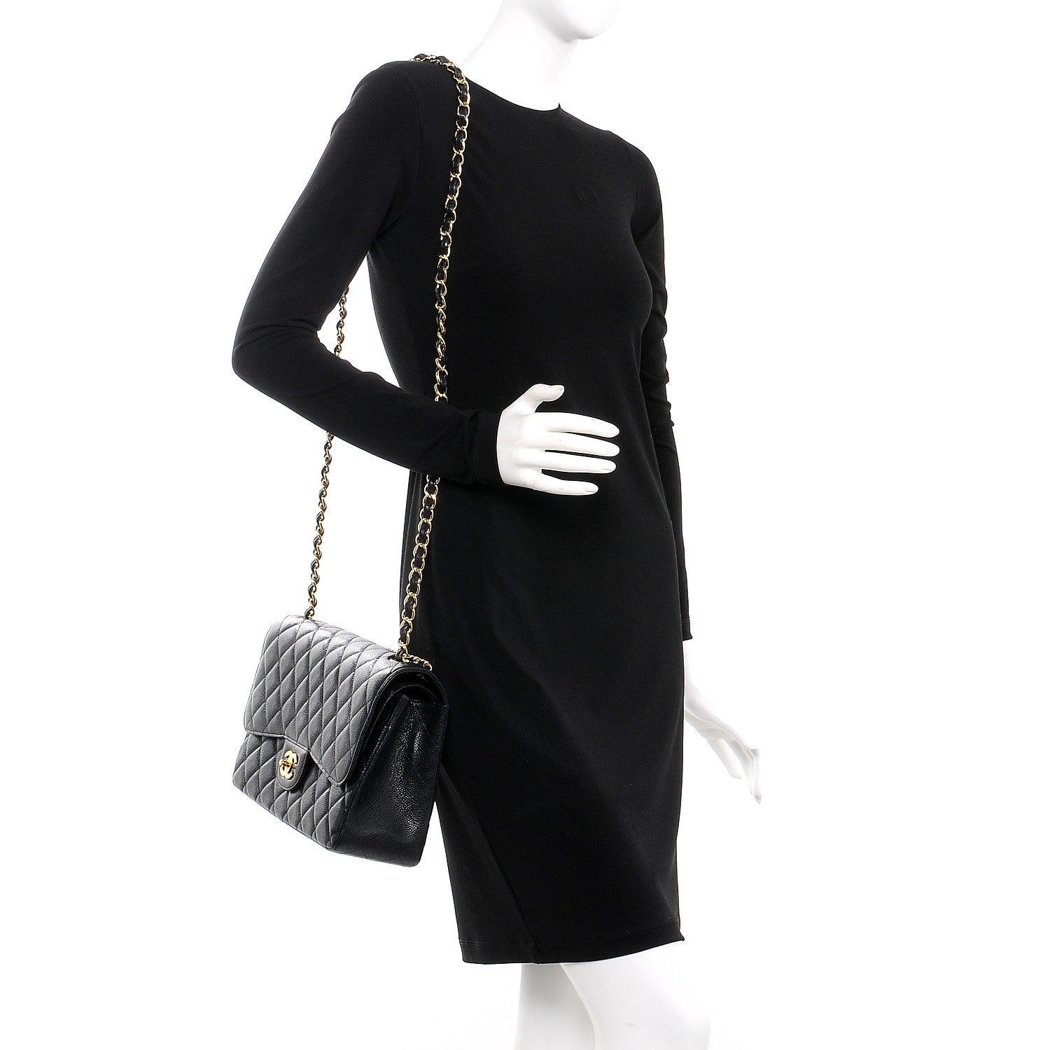 Chanel Caviar Quilted Jumbo Double Flap Black 2 of 9