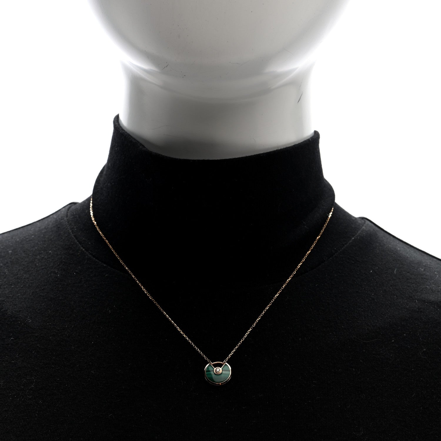 Cartier 18K Pink Gold Diamond Malachite XS Amulette de Cartier Pendant Necklace 2 of 4