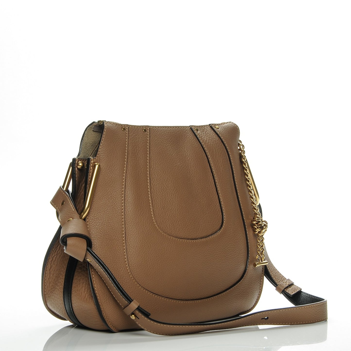 Grained Calfskin Small Hayley Hobo Nut