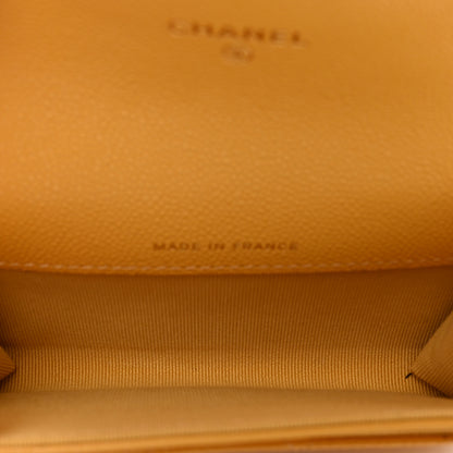 Chanel Caviar Quilted Flap Card Holder Wallet Yellow 5 of 9