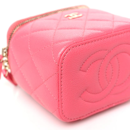 Chanel Caviar Quilted Mini Vanity Case With Chain Pink 9 of 10