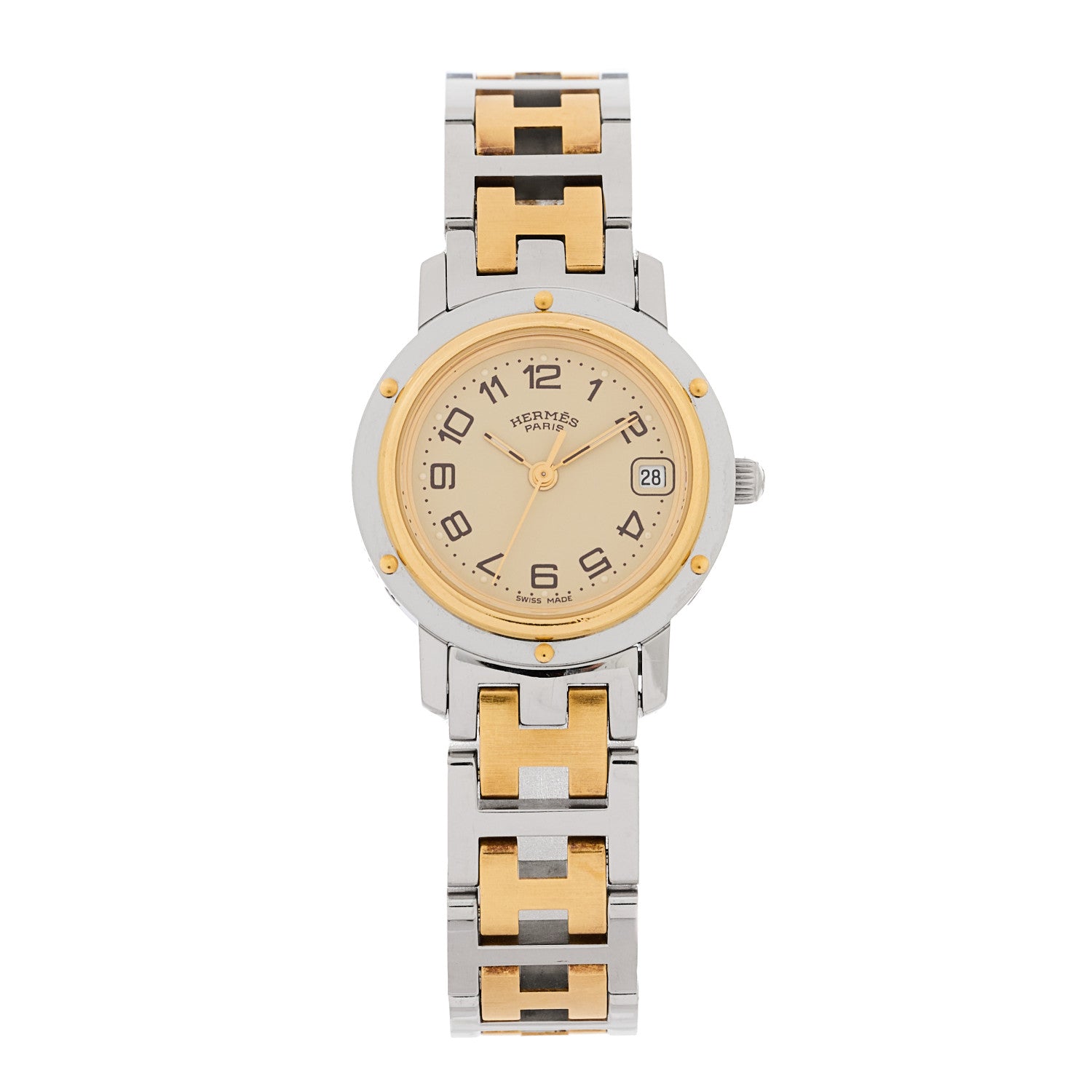 Hermes Stainless Steel 24mm Clipper Quartz Watch Gold 1 of 4
