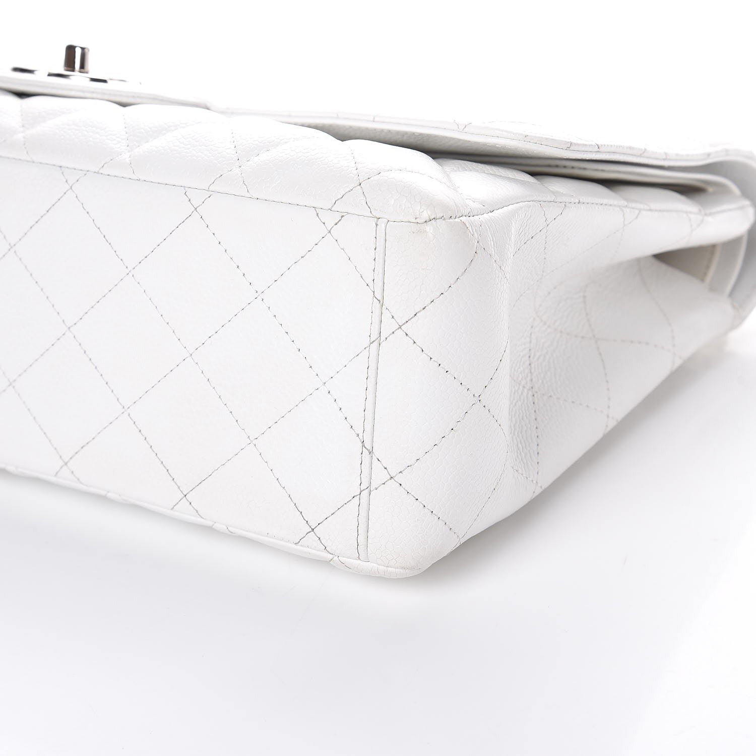 Chanel Caviar Quilted Maxi Double Flap White 10 of 12