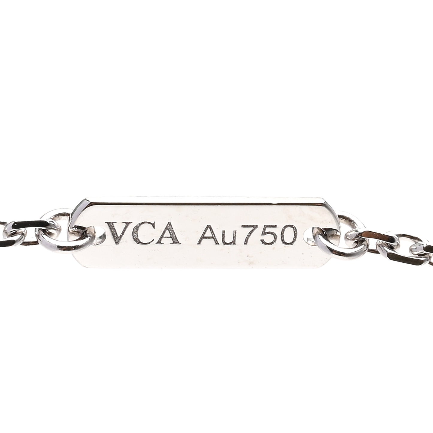 18K White Gold Diamond Guilloche Vintage Alhambra Pendant Necklace