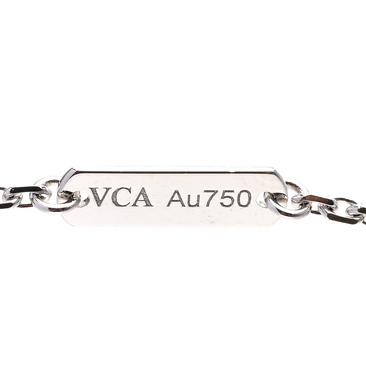 Van Cleef & Arpels 18K White Gold Diamond Guilloche Vintage Alhambra Pendant Necklace 4 of 7