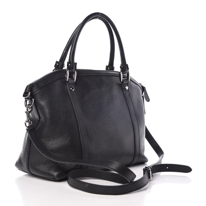 Gucci Pebbled Calfskin Medium GG Charm Dome Satchel Black 4 of 10