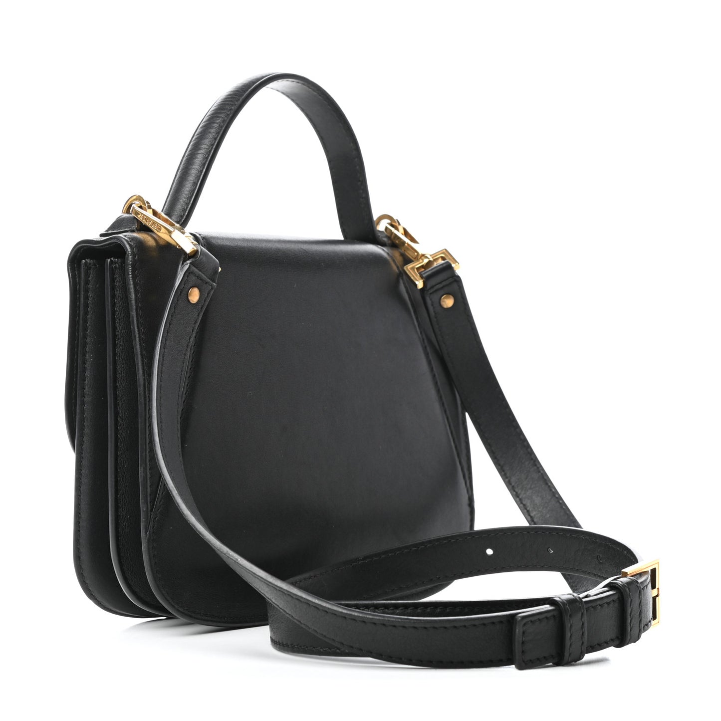 Vitello Barocco Virtus Small Top Handle Shoulder Bag Black