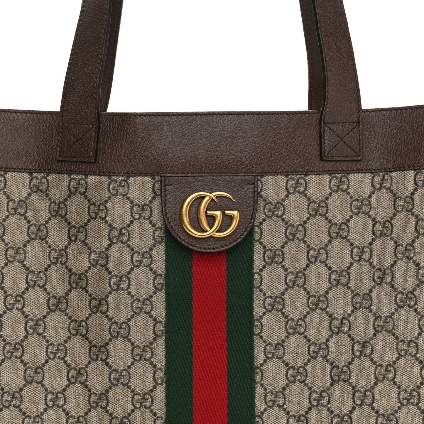 GG Supreme Monogram Web Large Ophidia Vertical Shopping Tote Brown