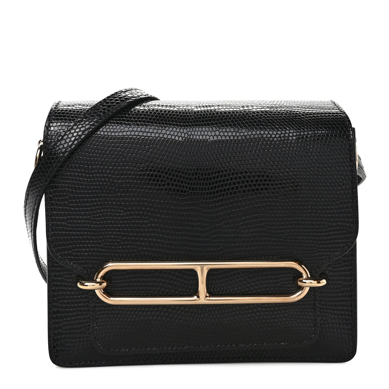 Hermes Lizard Mini Sac Roulis Black 1 of 10