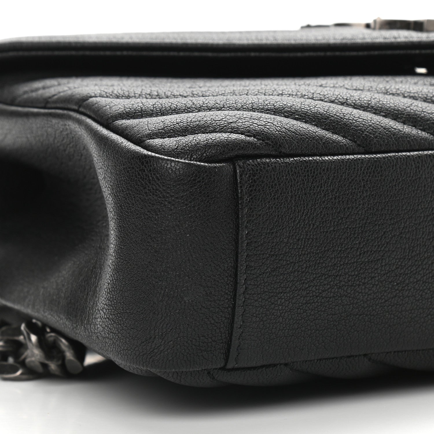 Saint Laurent Sheepskin Matelasse Chevron Monogram Medium College Bag Black 7 of 8