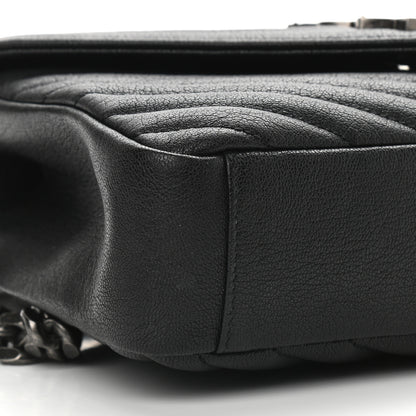 Saint Laurent Sheepskin Matelasse Chevron Monogram Medium College Bag Black 7 of 8