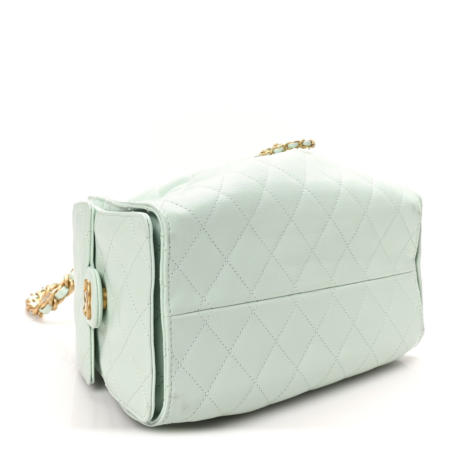 Caviar Quilted Small Chanel 25 Handbag Light Green