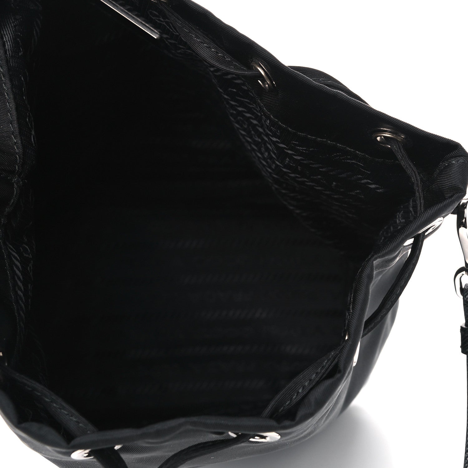 Prada Saffiano Tessuto Nylon Vela Bucket Wristlet Black 4 of 4